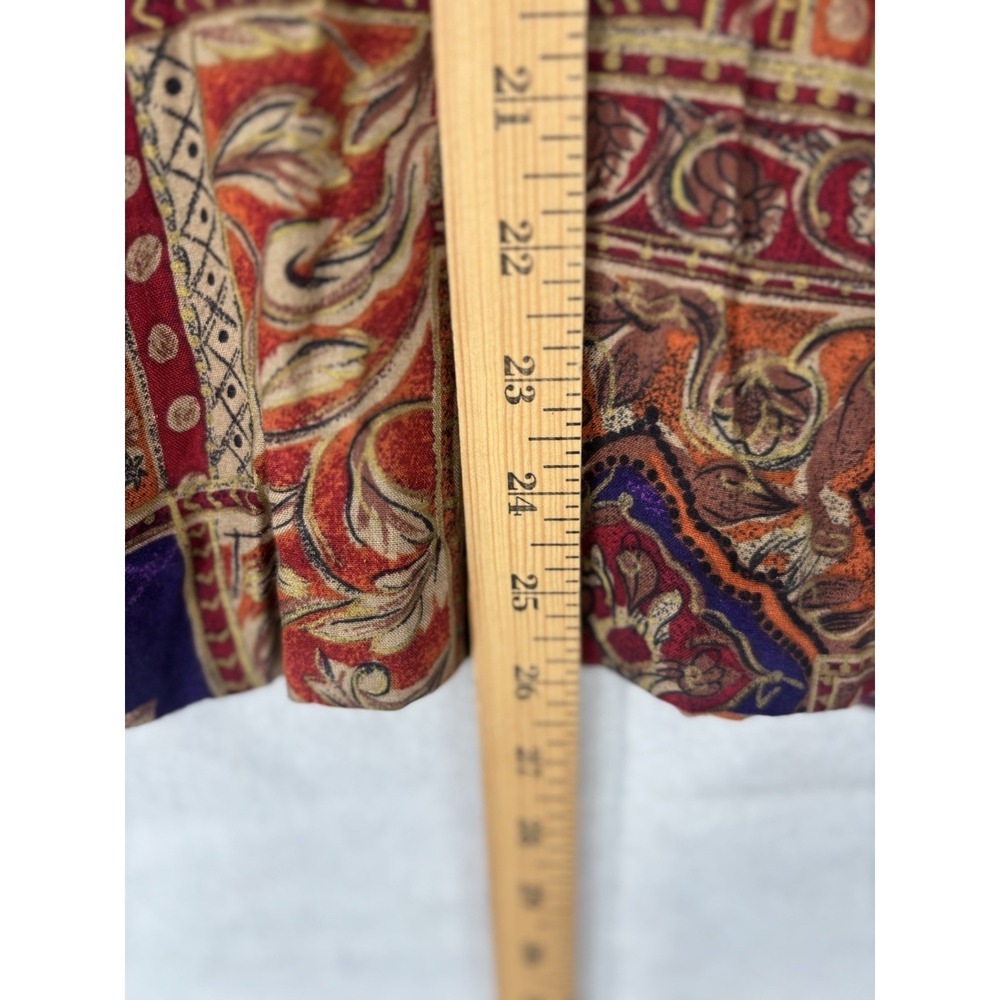Vtg E Style Spiegel Jacquard Women's Sz 24 Top Gold Cord Trim Boxy Fit Zip Boho - Picture 8 of 12